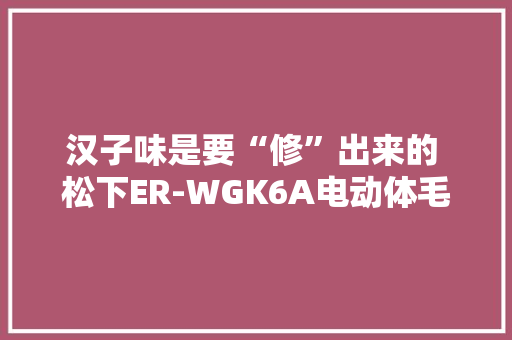 汉子味是要“修”出来的 松下ER-WGK6A电动体毛修剪器评测