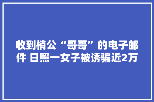 收到梢公“哥哥”的电子邮件 日照一女子被诱骗近2万元
