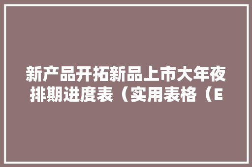 新产品开拓新品上市大年夜排期进度表（实用表格（EXCEL表格模板） 新产品开拓新品上市大年夜排期进度表（实用表格（EXCEL表格模板） 互联通信