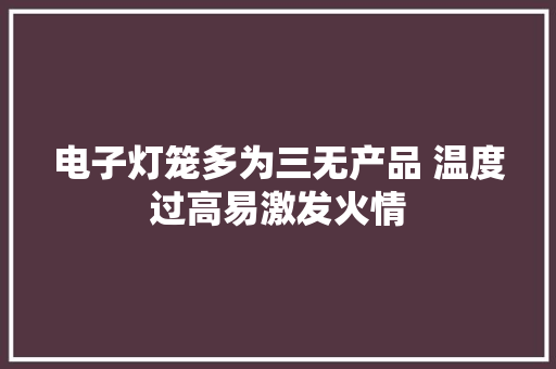 电子灯笼多为三无产品 温度过高易激发火情