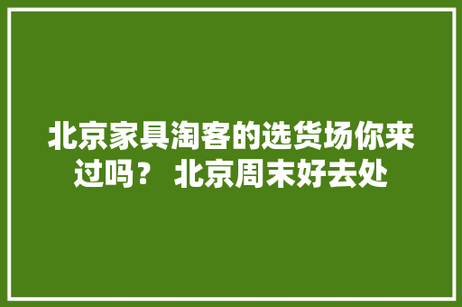 北京家具淘客的选货场你来过吗？ 北京周末好去处