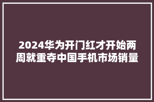 2024华为开门红才开始两周就重夺中国手机市场销量第一