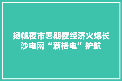 扬帆夜市暑期夜经济火爆长沙电网“满格电”护航