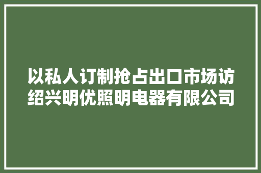 以私人订制抢占出口市场访绍兴明优照明电器有限公司总经理刘金元