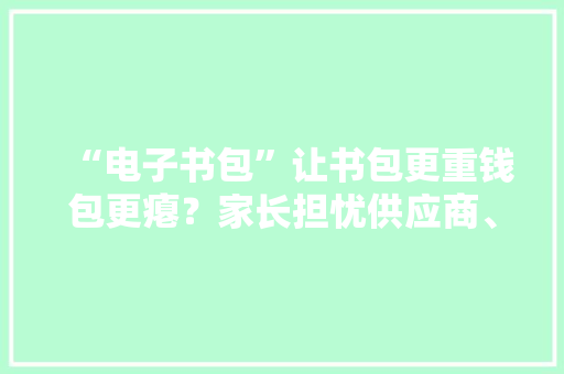 “电子书包”让书包更重钱包更瘪？家长担忧供应商、黉舍存委屈