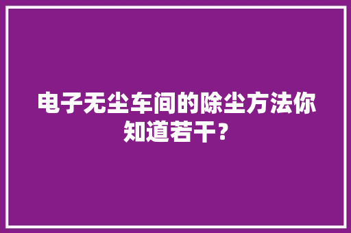 电子无尘车间的除尘方法你知道若干？