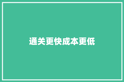 通关更快成本更低
