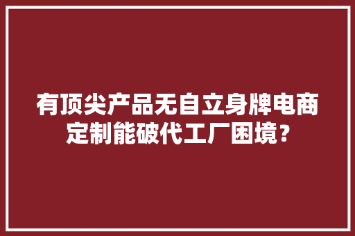 有顶尖产品无自立身牌电商定制能破代工厂困境？ 有顶尖产品无自立身牌电商定制能破代工厂困境？ 智能家居