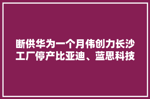 断供华为一个月伟创力长沙工厂停产比亚迪、蓝思科技准备接手 断供华为一个月伟创力长沙工厂停产比亚迪、蓝思科技准备接手 互联通信