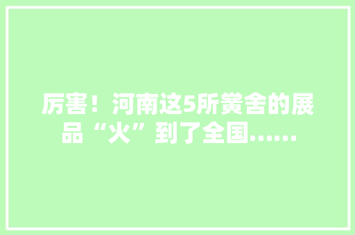 厉害！河南这5所黉舍的展品“火”到了全国…… 厉害！河南这5所黉舍的展品“火”到了全国…… 智能家居