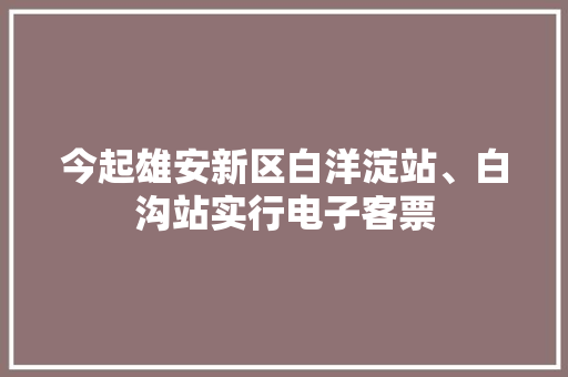 今起雄安新区白洋淀站、白沟站实行电子客票