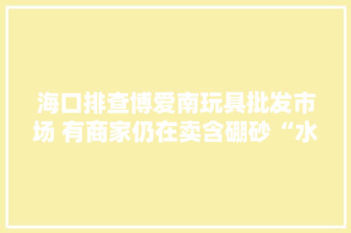 海口排查博爱南玩具批发市场 有商家仍在卖含硼砂“水晶泥”