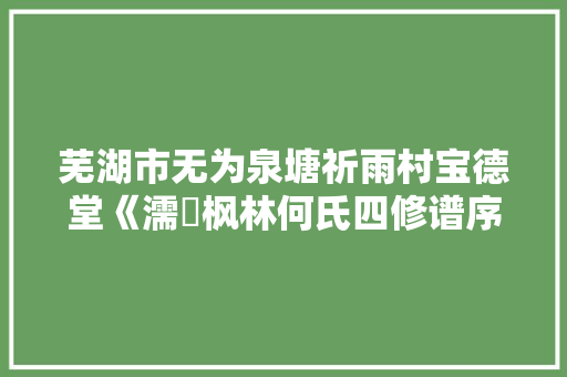 芜湖市无为泉塘祈雨村宝德堂《濡湏枫林何氏四修谱序》