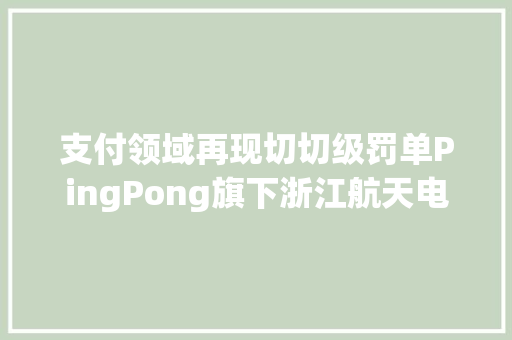 支付领域再现切切级罚单PingPong旗下浙江航天电子被罚没超4421万元