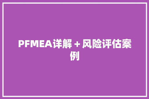 PFMEA详解＋风险评估案例