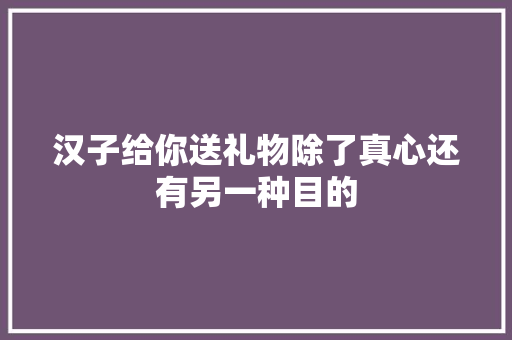 汉子给你送礼物除了真心还有另一种目的