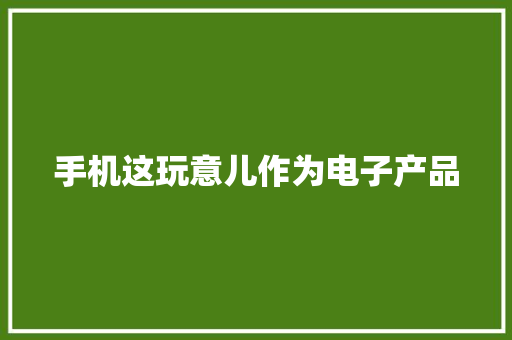 手机这玩意儿作为电子产品 手机这玩意儿作为电子产品 智能家居