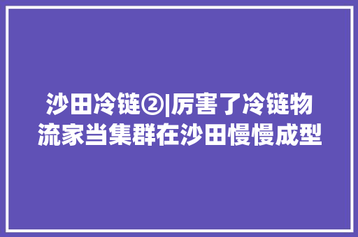 沙田冷链②|厉害了冷链物流家当集群在沙田慢慢成型