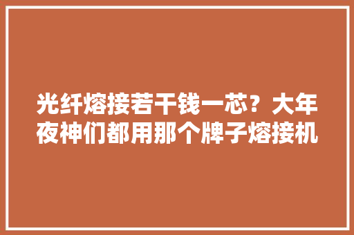 光纤熔接若干钱一芯？大年夜神们都用那个牌子熔接机？