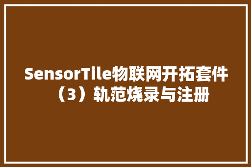 SensorTile物联网开拓套件（3）轨范烧录与注册