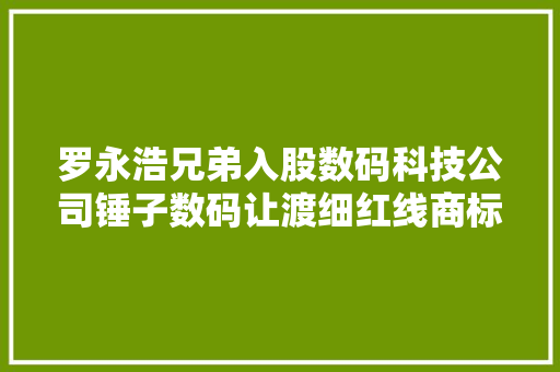 罗永浩兄弟入股数码科技公司锤子数码让渡细红线商标