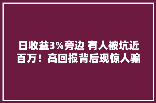 日收益3%旁边 有人被坑近百万！高回报背后现惊人骗局