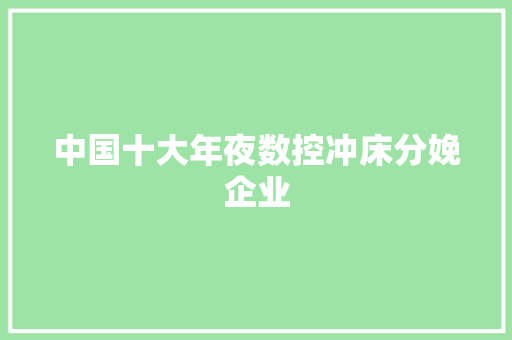 中国十大年夜数控冲床分娩企业
