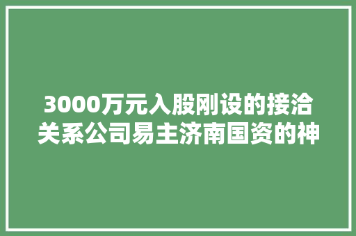 3000万元入股刚设的接洽关系公司易主济南国资的神思电子向何处去？