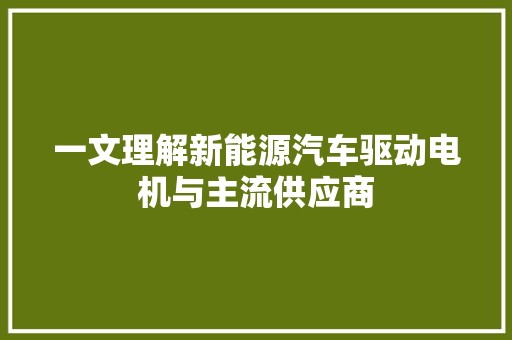 一文理解新能源汽车驱动电机与主流供应商 一文理解新能源汽车驱动电机与主流供应商 互联通信