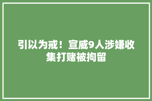 引以为戒！宣威9人涉嫌收集打赌被拘留 引以为戒！宣威9人涉嫌收集打赌被拘留 人工智能
