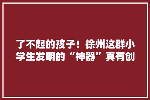 了不起的孩子！徐州这群小学生发明的“神器”真有创意