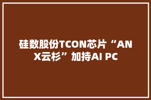 硅数股份TCON芯片“ANX云杉”加持AI PC