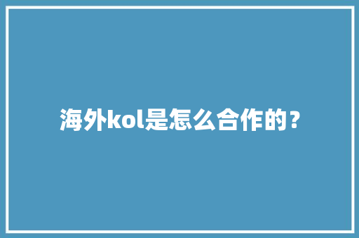 海外kol是怎么合作的？