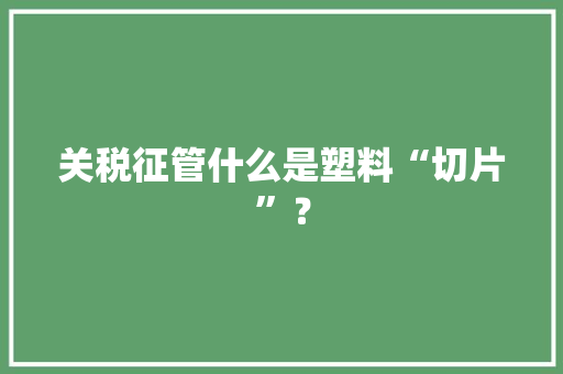 关税征管什么是塑料“切片”？