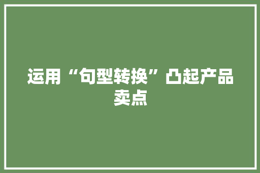 运用“句型转换”凸起产品卖点 运用“句型转换”凸起产品卖点 智能家居