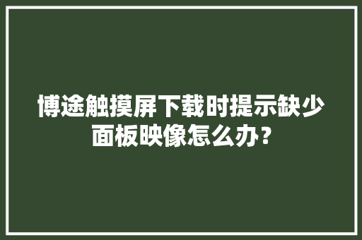 博途触摸屏下载时提示缺少面板映像怎么办？