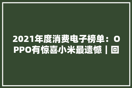 2021年度消费电子榜单：OPPO有惊喜小米最遗憾｜回望2021 ⑲