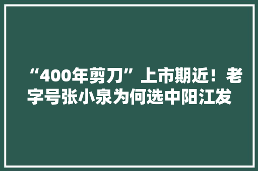 “400年剪刀”上市期近！老字号张小泉为何选中阳江发力新制造？ “400年剪刀”上市期近！老字号张小泉为何选中阳江发力新制造？ 互联通信