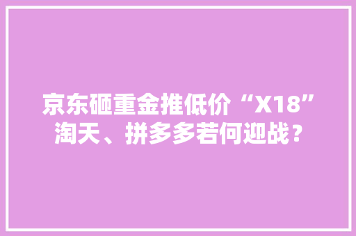 京东砸重金推低价“X18”淘天、拼多多若何迎战？ 京东砸重金推低价“X18”淘天、拼多多若何迎战？ 互联通信