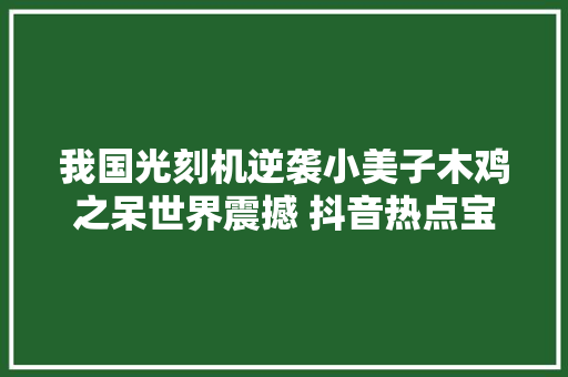 我国光刻机逆袭小美子木鸡之呆世界震撼 抖音热点宝