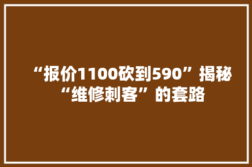 “报价1100砍到590”揭秘“维修刺客”的套路