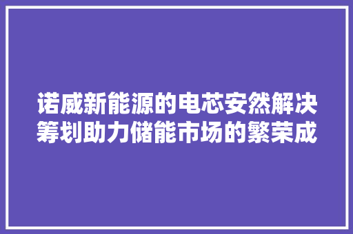 诺威新能源的电芯安然解决筹划助力储能市场的繁荣成长 诺威新能源的电芯安然解决筹划助力储能市场的繁荣成长 智能家居