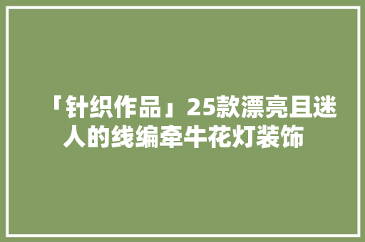 「针织作品」25款漂亮且迷人的线编牵牛花灯装饰 「针织作品」25款漂亮且迷人的线编牵牛花灯装饰 智能家居
