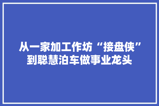 从一家加工作坊“接盘侠”到聪慧泊车做事业龙头