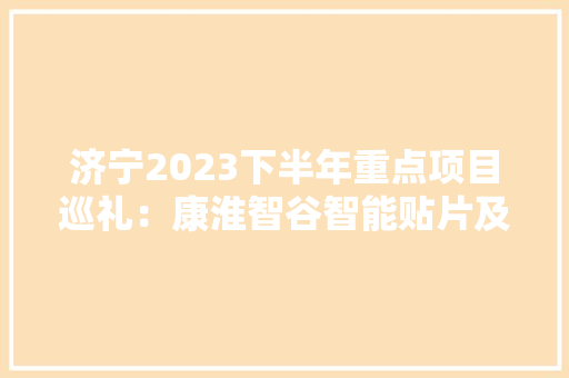 济宁2023下半年重点项目巡礼：康淮智谷智能贴片及电子终端产品项目 济宁2023下半年重点项目巡礼：康淮智谷智能贴片及电子终端产品项目 人工智能