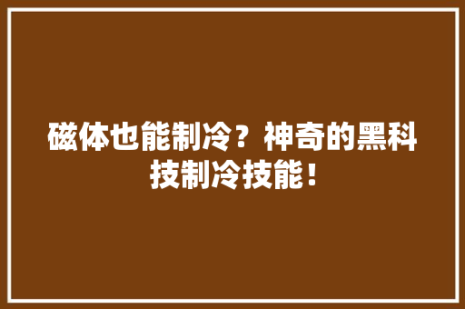 磁体也能制冷？神奇的黑科技制冷技能！