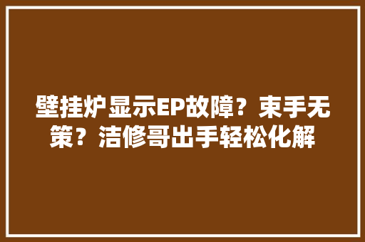 壁挂炉显示EP故障？束手无策？洁修哥出手轻松化解
