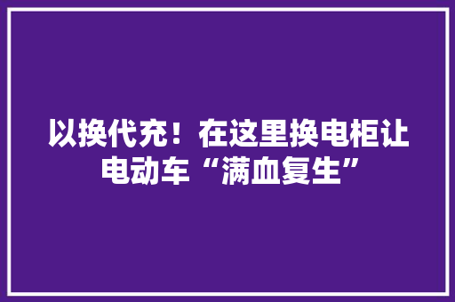 以换代充！在这里换电柜让电动车“满血复生” 以换代充！在这里换电柜让电动车“满血复生” 智能家居