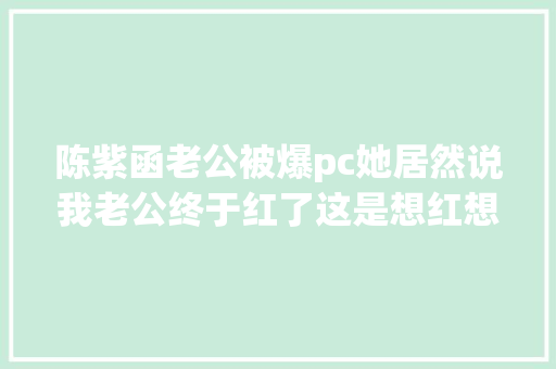 陈紫函老公被爆pc她居然说我老公终于红了这是想红想疯了吗？