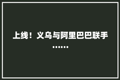 上线！义乌与阿里巴巴联手……